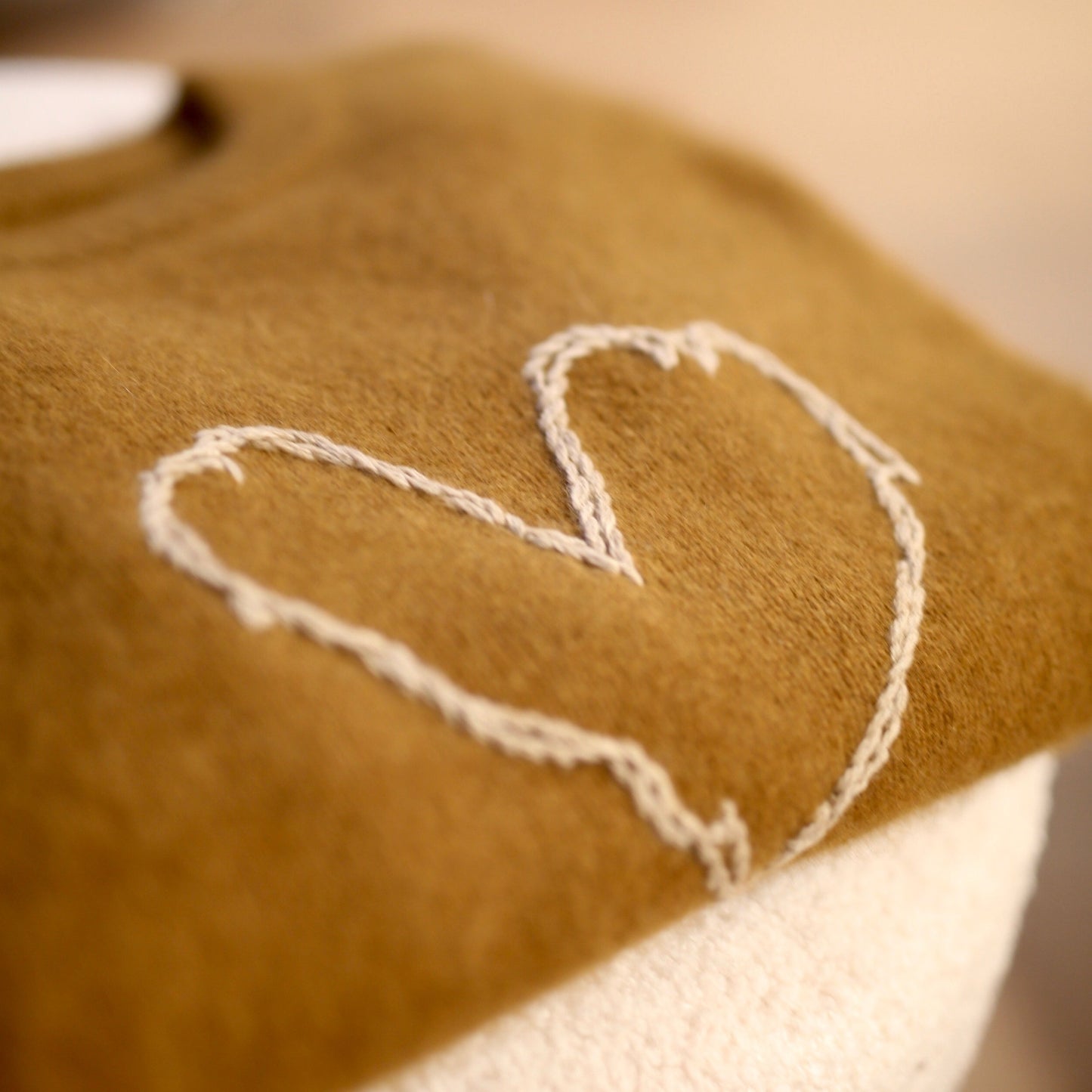 Embroidered Heart Pull Over Premium Wool Sweater