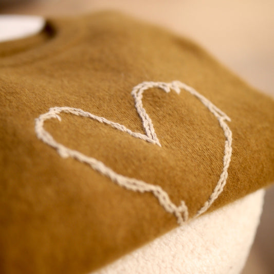 Embroidered Heart Pull Over Premium Wool Sweater