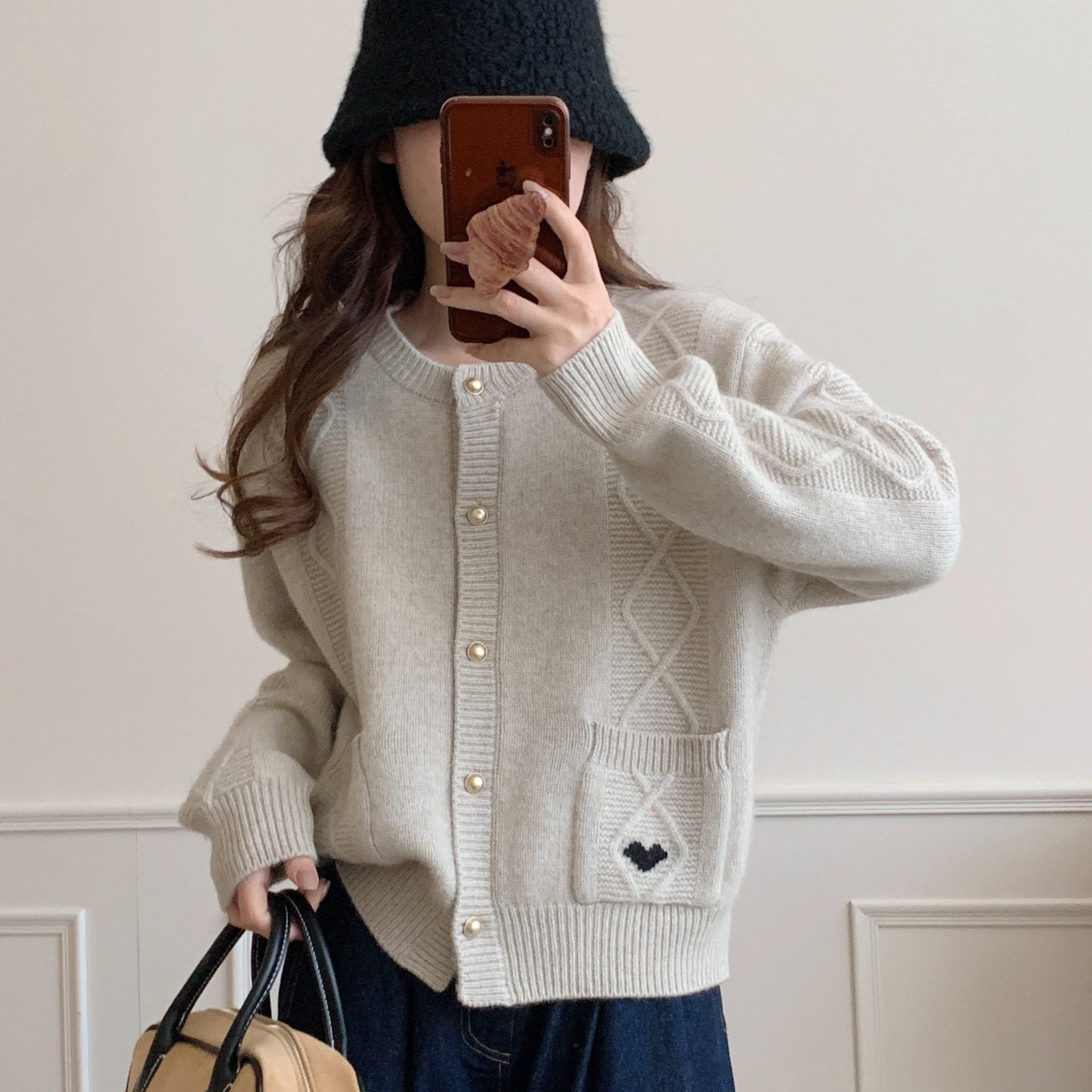 Cable Knit Wool Cardigan