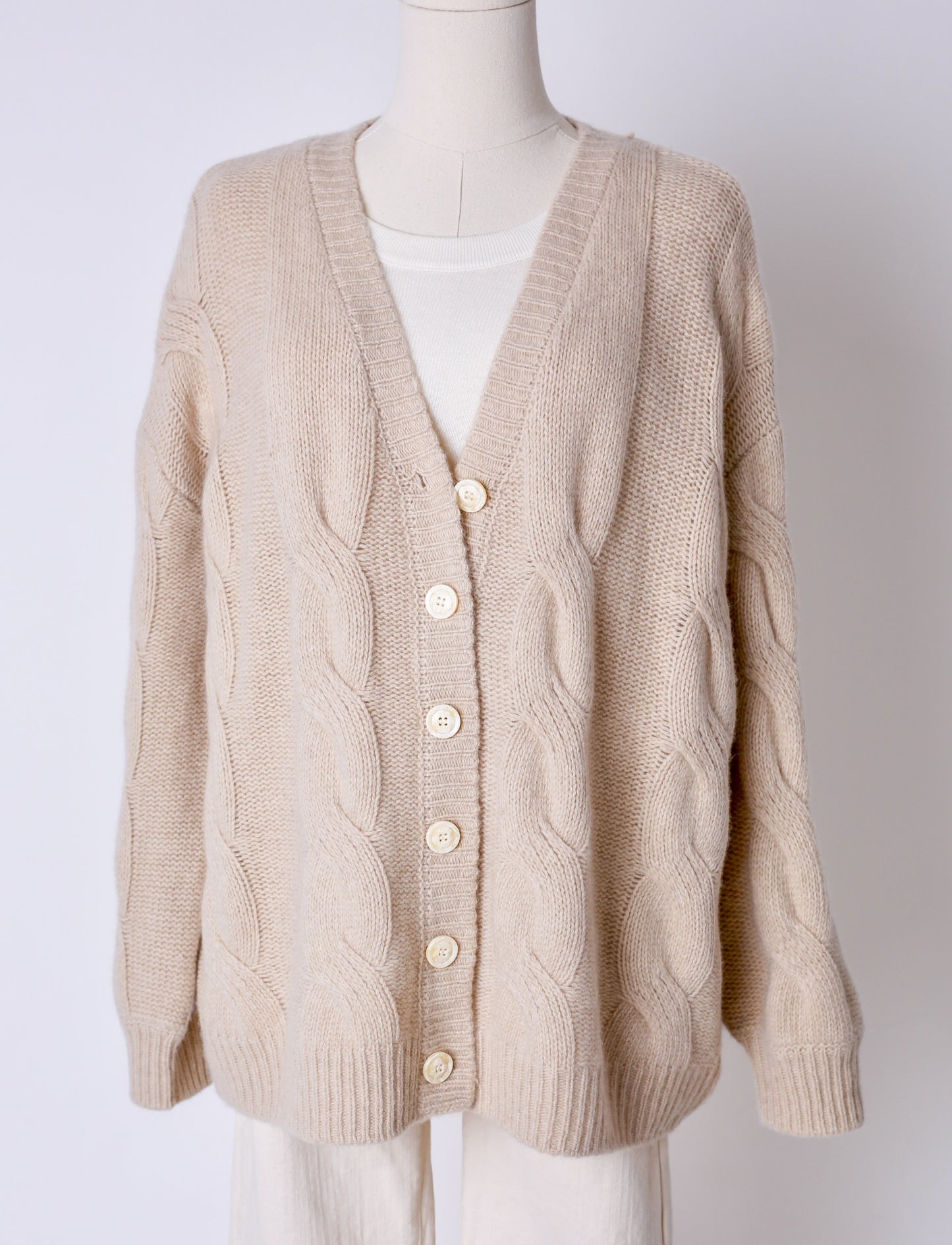 Cable-knit Cashmere Blend Cardigan