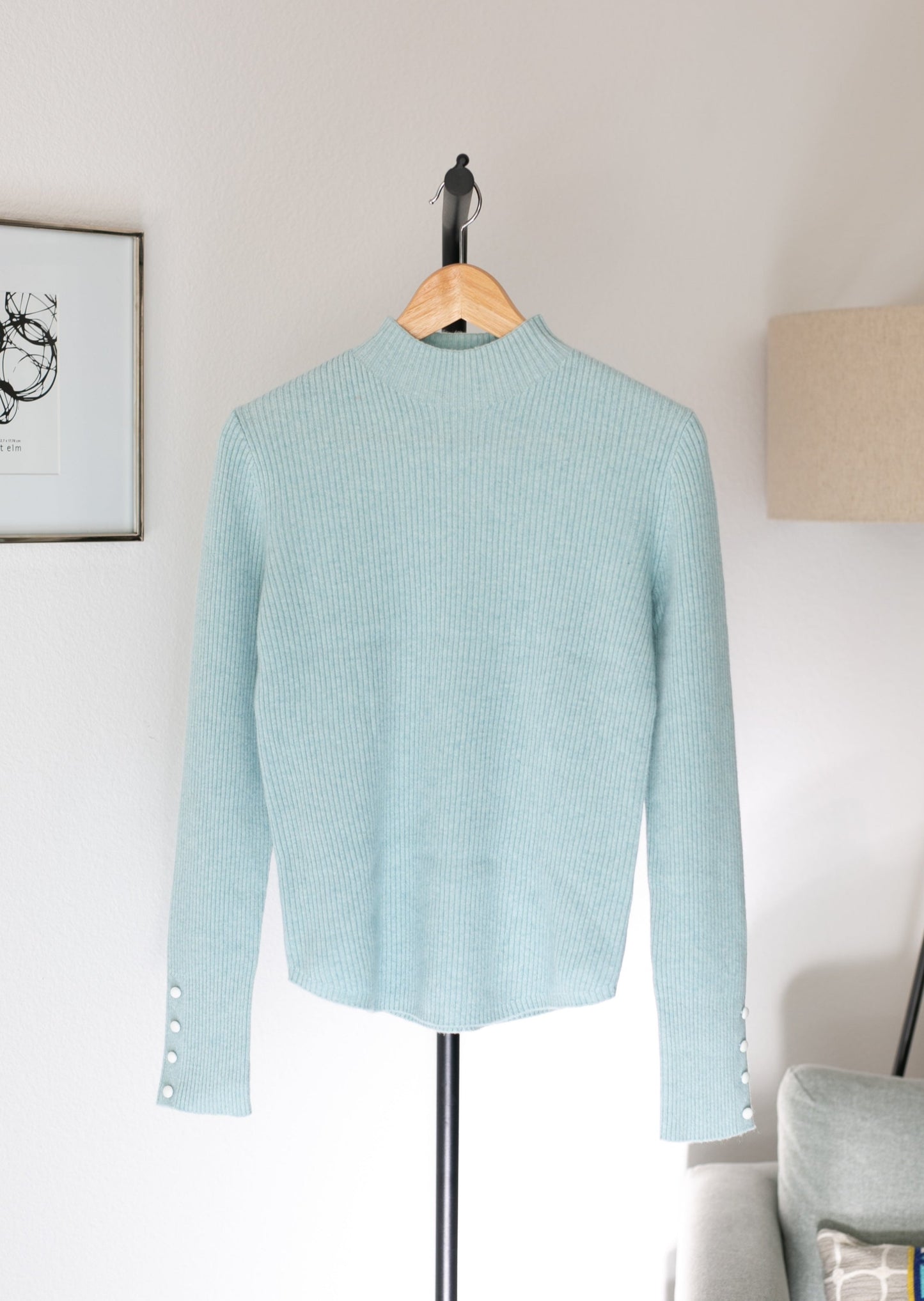 Cashmere blend mock neck sweater