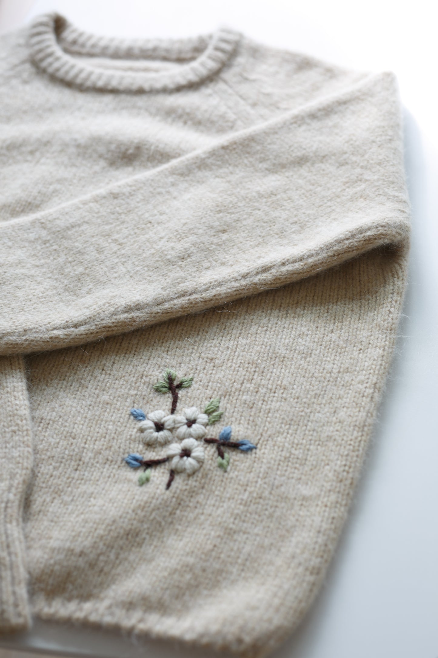 Hand Embroidered Pull Over Wool Sweater