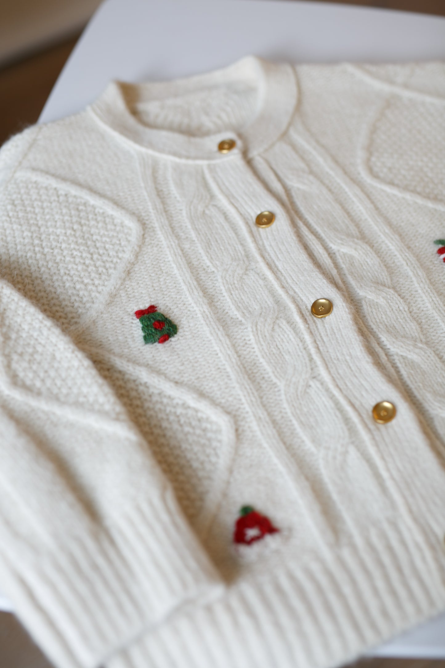 Hand-Embroidered Wool Cardigan