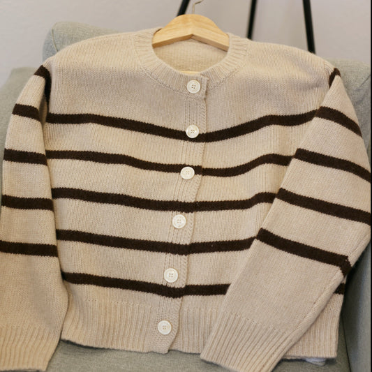 Striped Cashmere blended Wool Cardigan