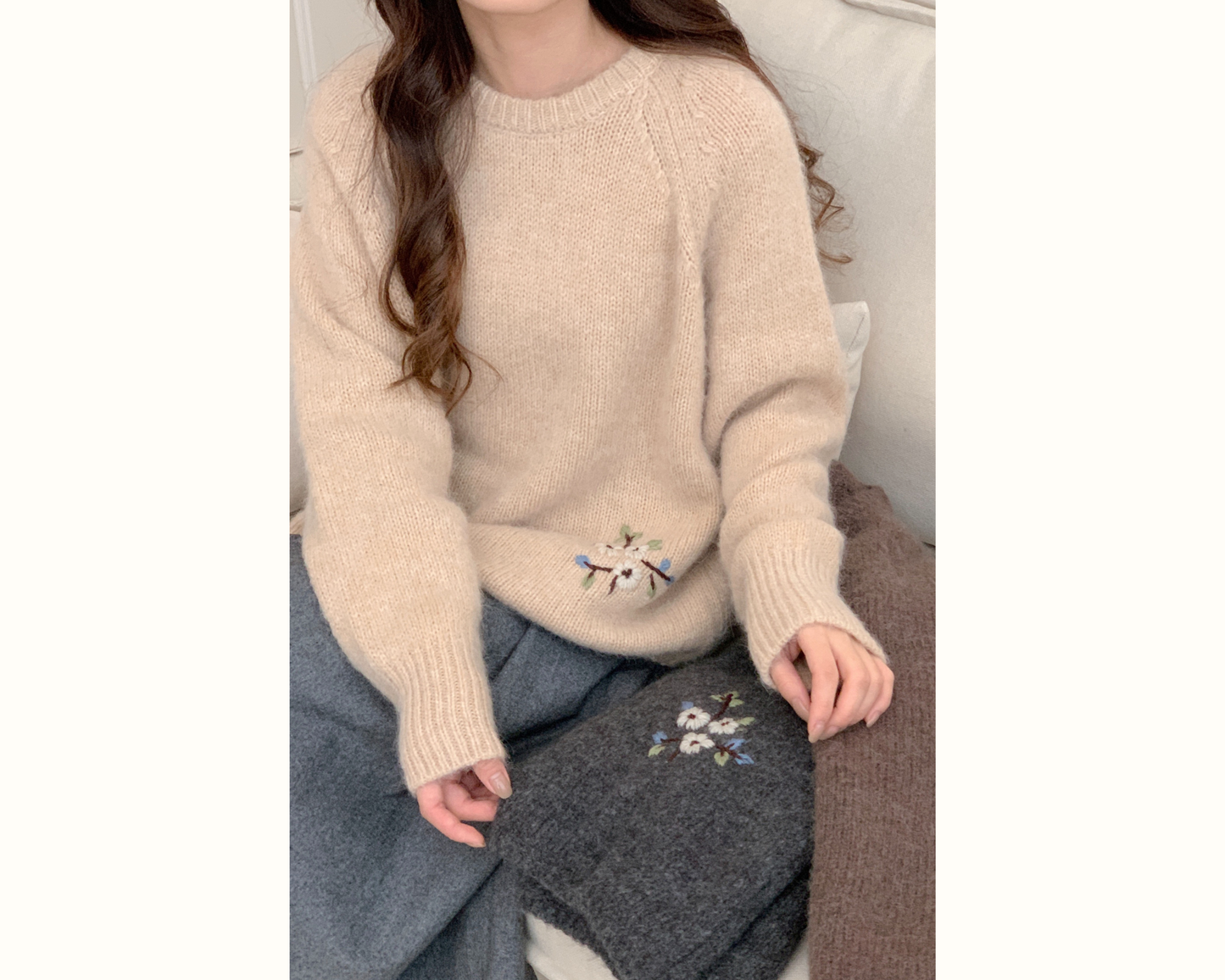 Hand Embroidered Pull Over Wool Sweater