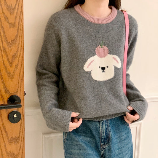 Hand embroidered apple sweater