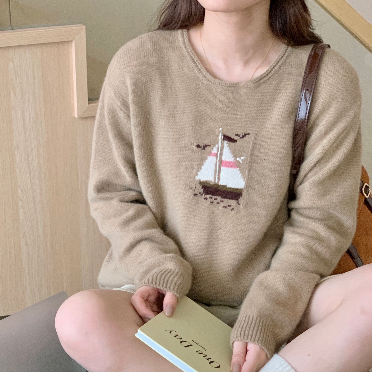 Hand embroidered Sailboat Sweater