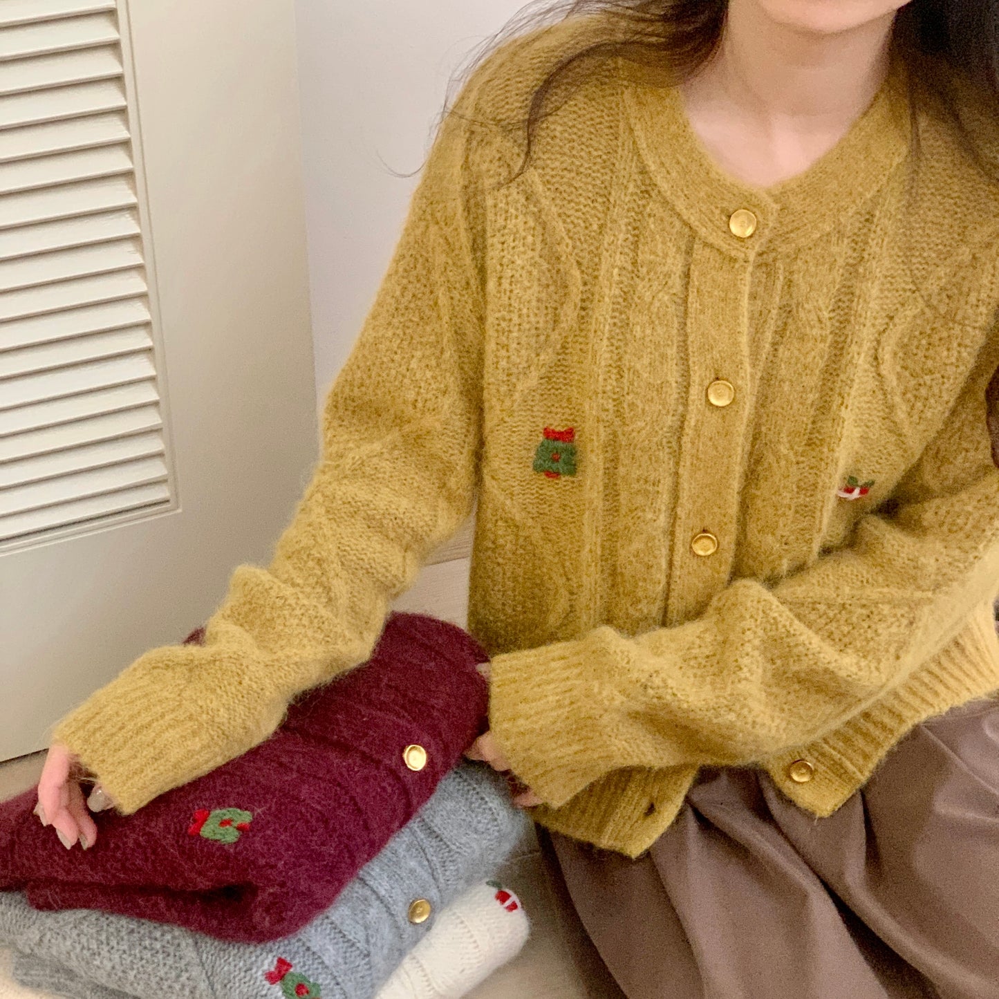 Hand-Embroidered Wool Cardigan