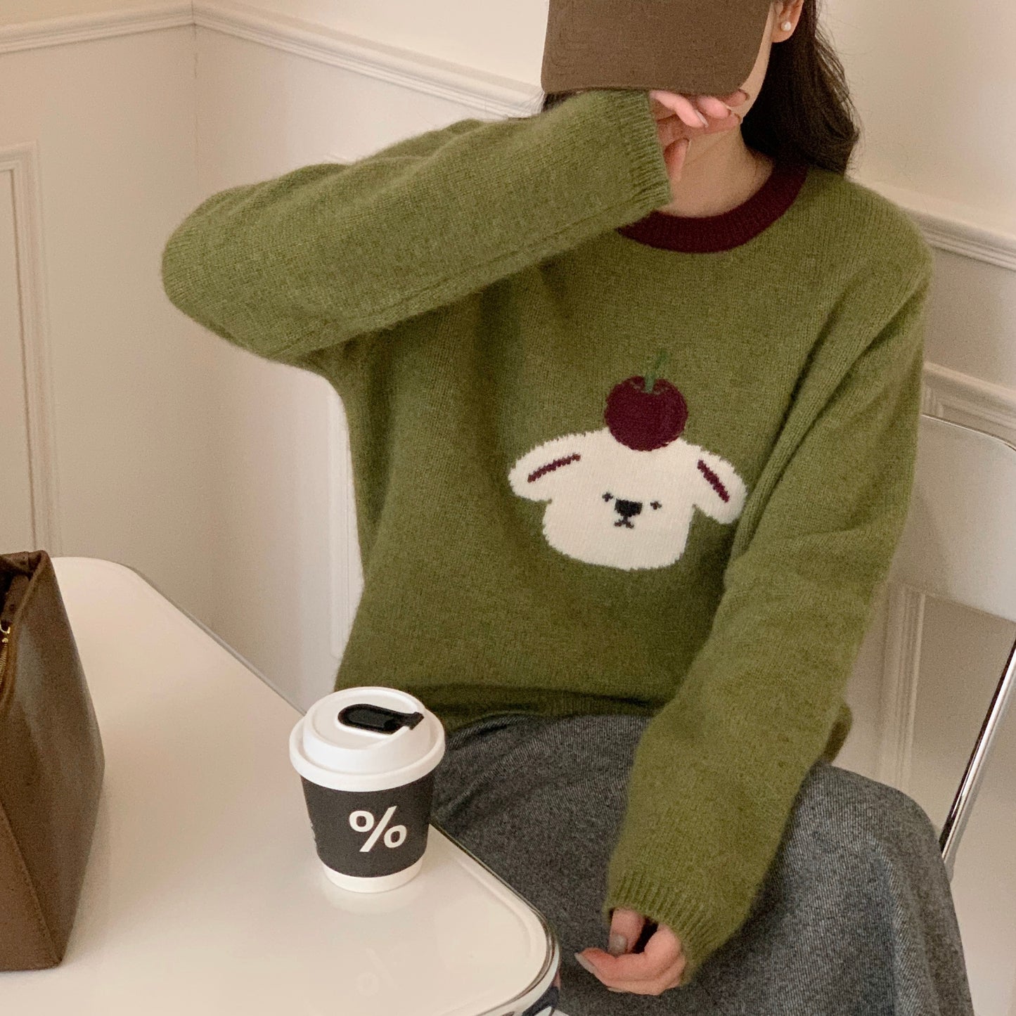 Hand embroidered apple sweater