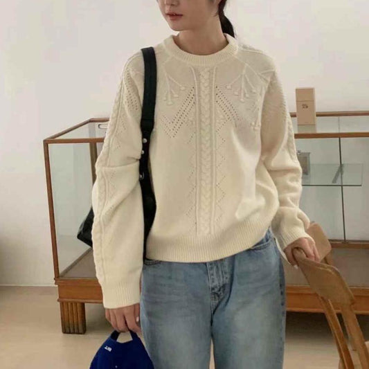 Cable Knit Pullover Wool Sweater