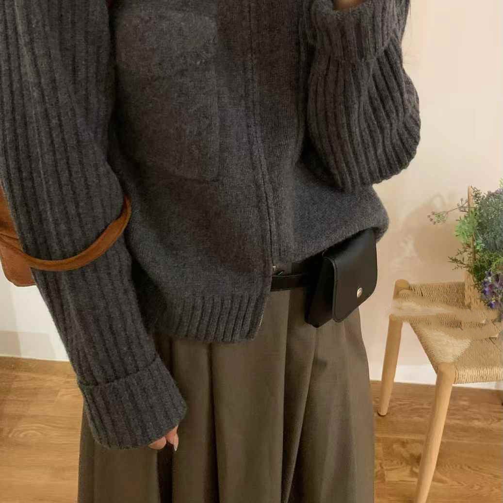 Full-zip wool sweater