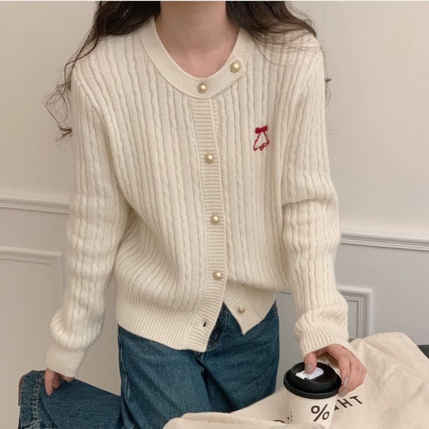 Hand-Embroidered Wool Cardigan