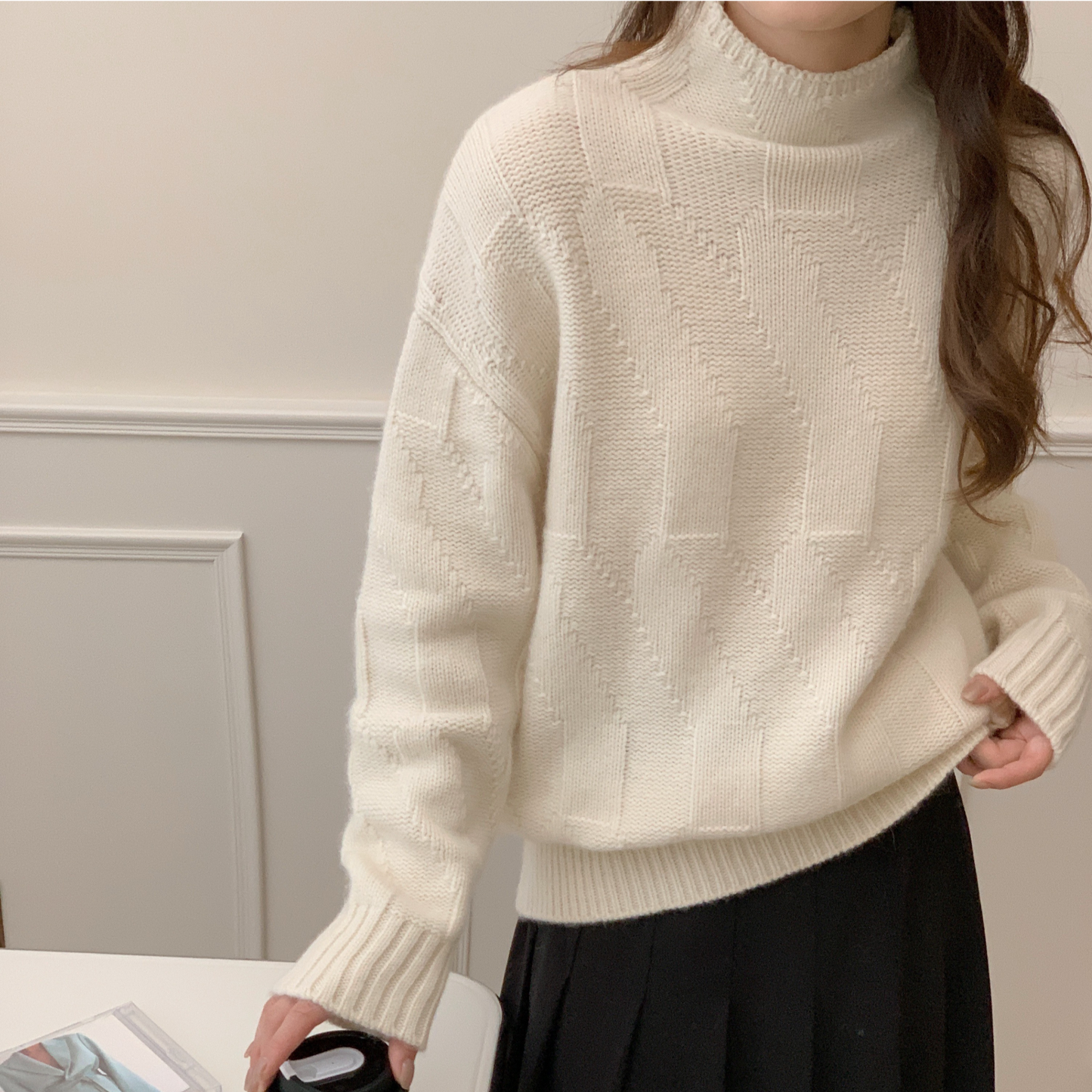 Mock neck Wool sweater